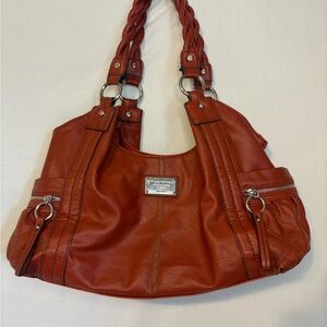 Relic Leather Shoulder Bag Cognac Brown Silver Hardware